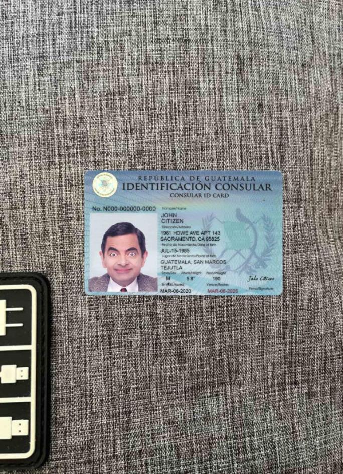 Printable Guatemala consular ID card photolook example